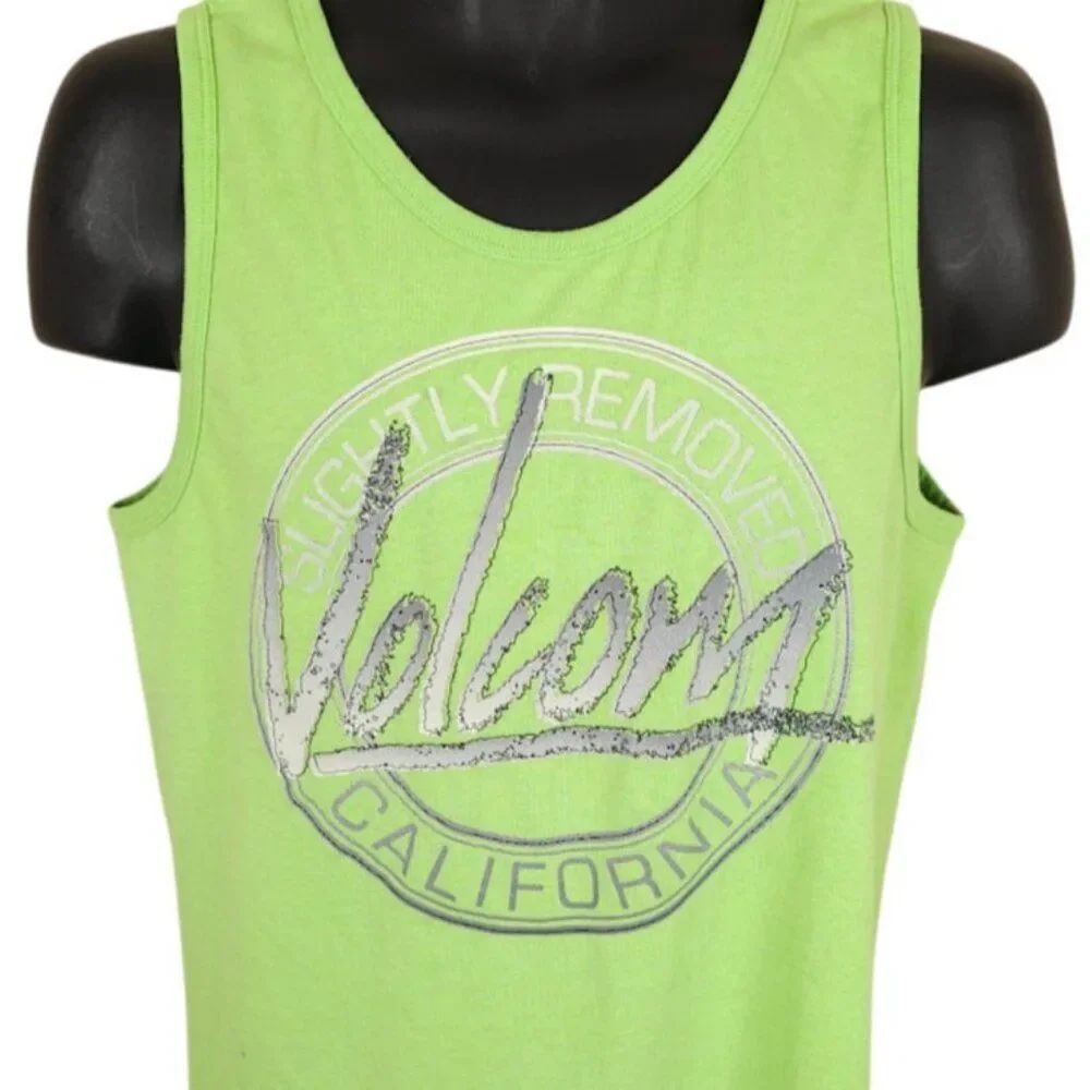 Volcom Tank Top Mens Size Small Lime Green California Surf And Skate Made In USA